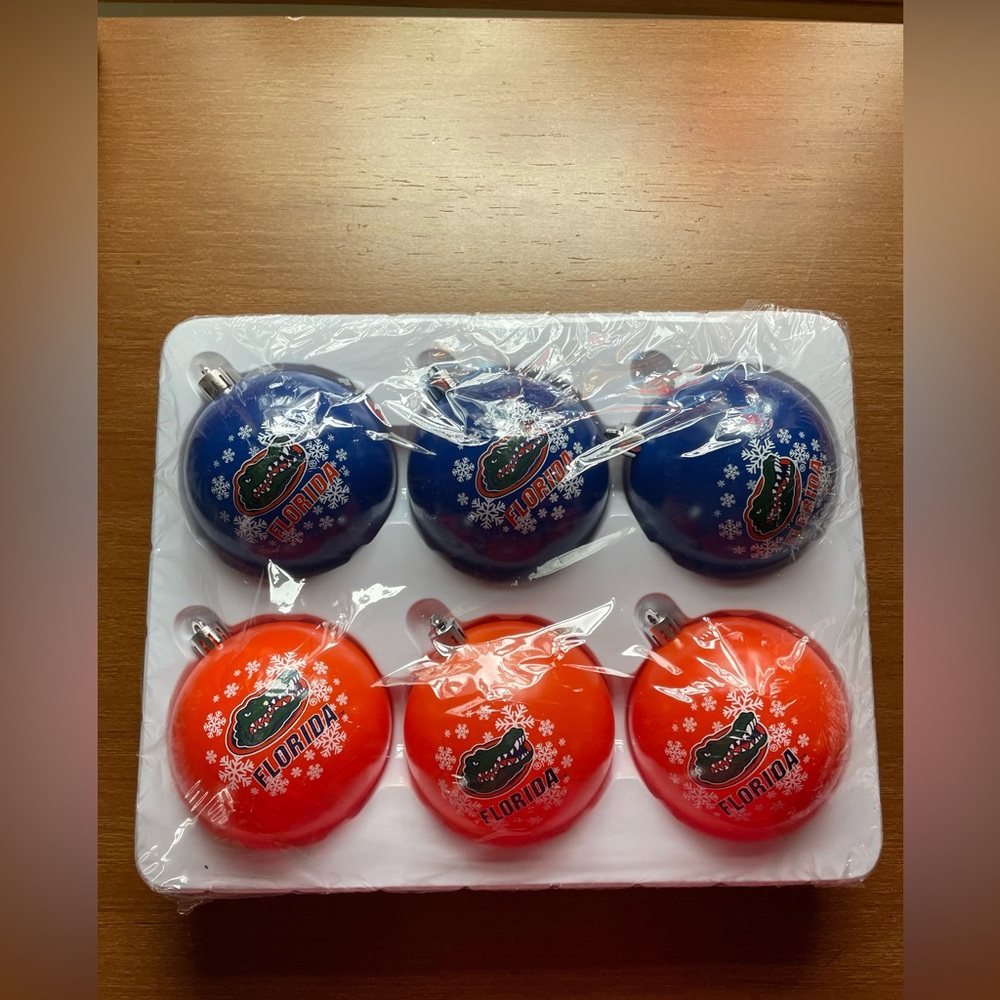 Florida Gators Set of 6 Shatterproof Christmas Ornaments